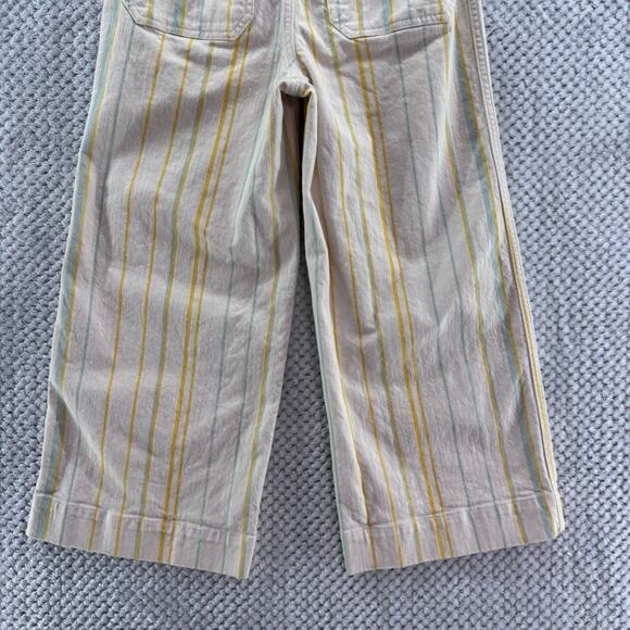 Madewell Pants Womens 24P Yellow Striped Emmett Wide Leg Crop High Rise Trouser - Picture 9 of 15